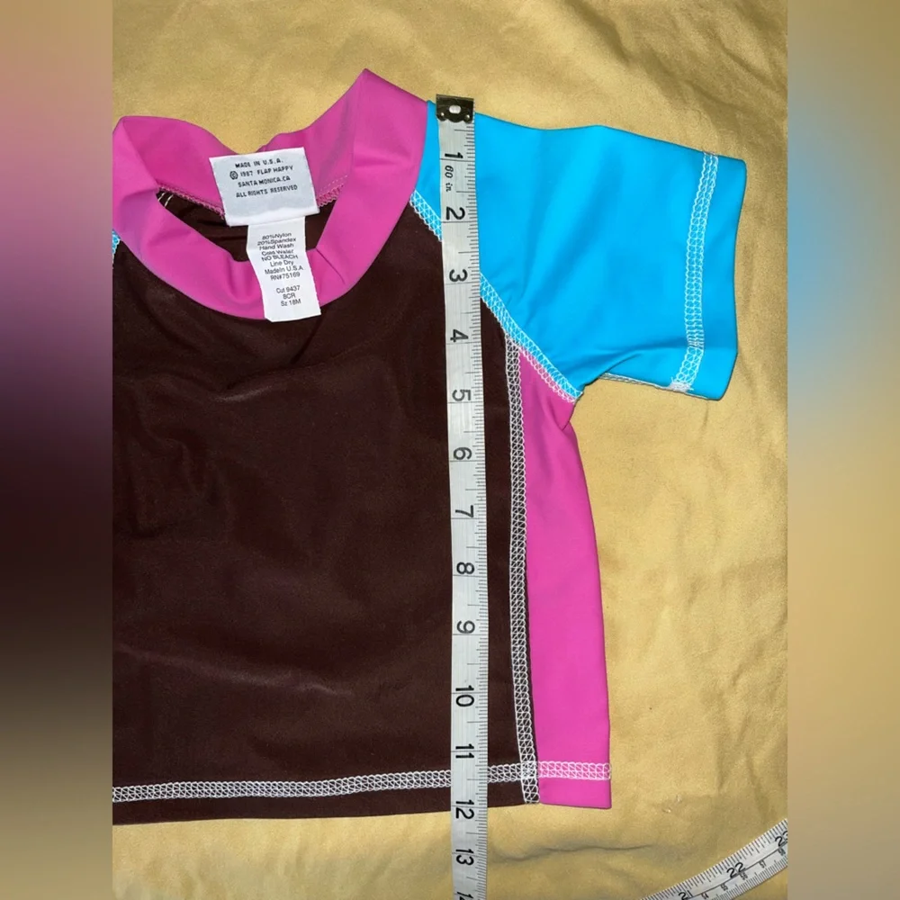 Lot of 2 Flap Happy Kids UV 50 Rash Guard short Sleeve Swim Top Tees Size 18M